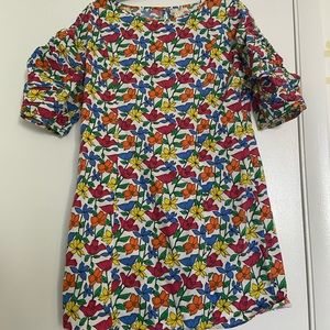 Floral Boho Mini Dress Rouched Sleeves